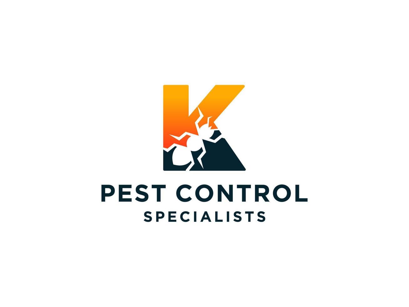 Letter Initial K Pest Control Logo Design with Insect Silhouette Shape Combination. vector