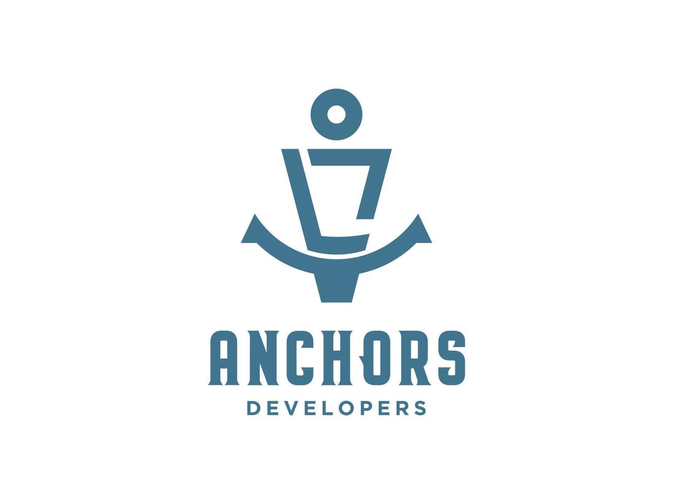Logo Design L anchor artistic alphabet for boat ship navy nautical transport vector