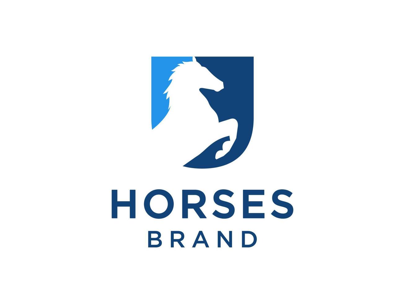 The logo design with the initial letter U is combined with a modern and professional horse head symbol vector