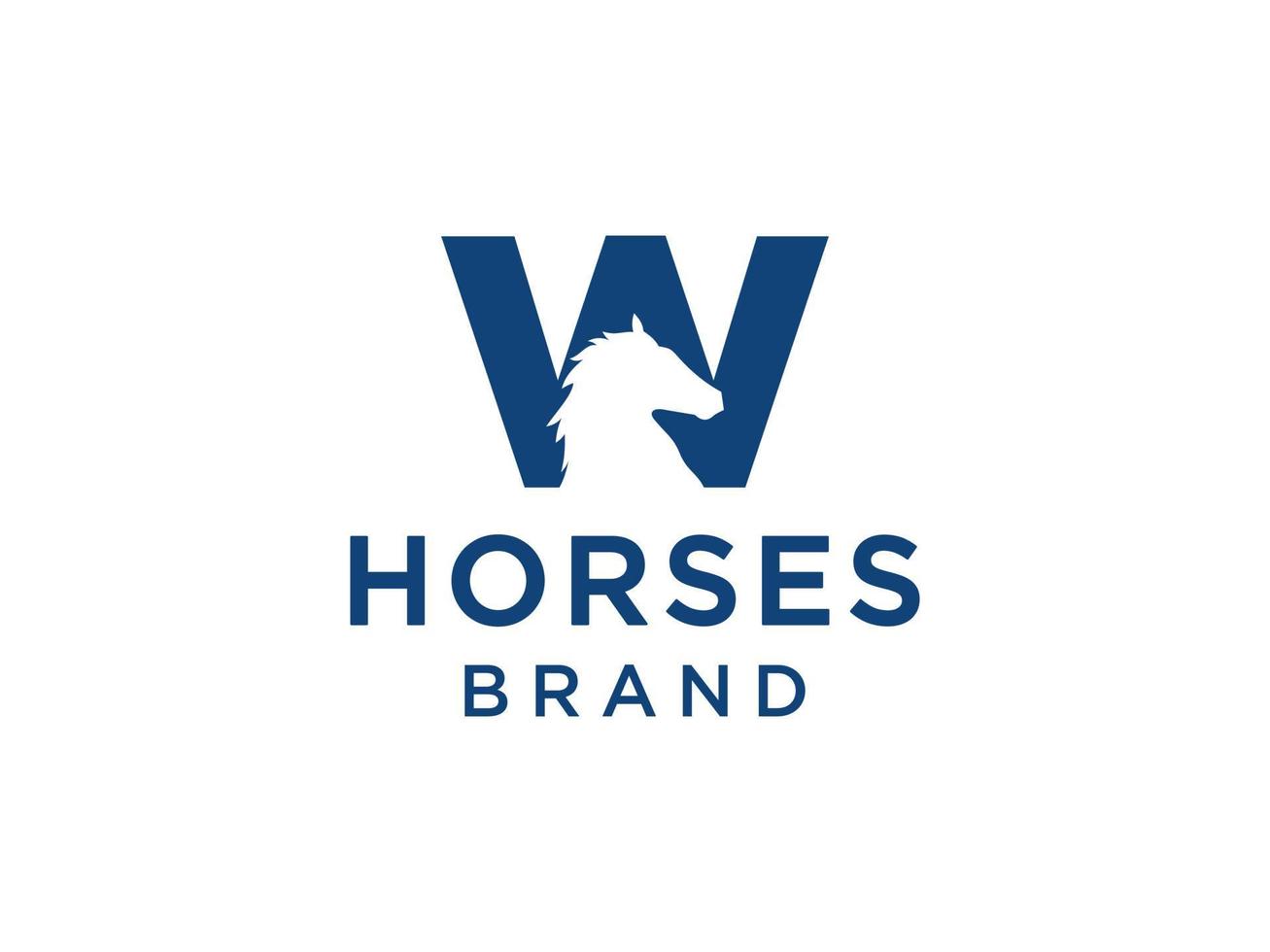 The logo design with the initial letter W is combined with a modern and professional horse head symbol vector