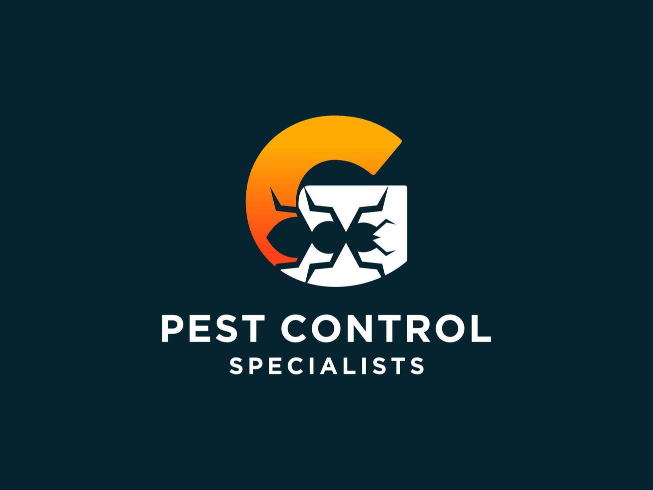 Letter Initial G Pest Control Logo Design with Insect Silhouette Shape Combination. vector