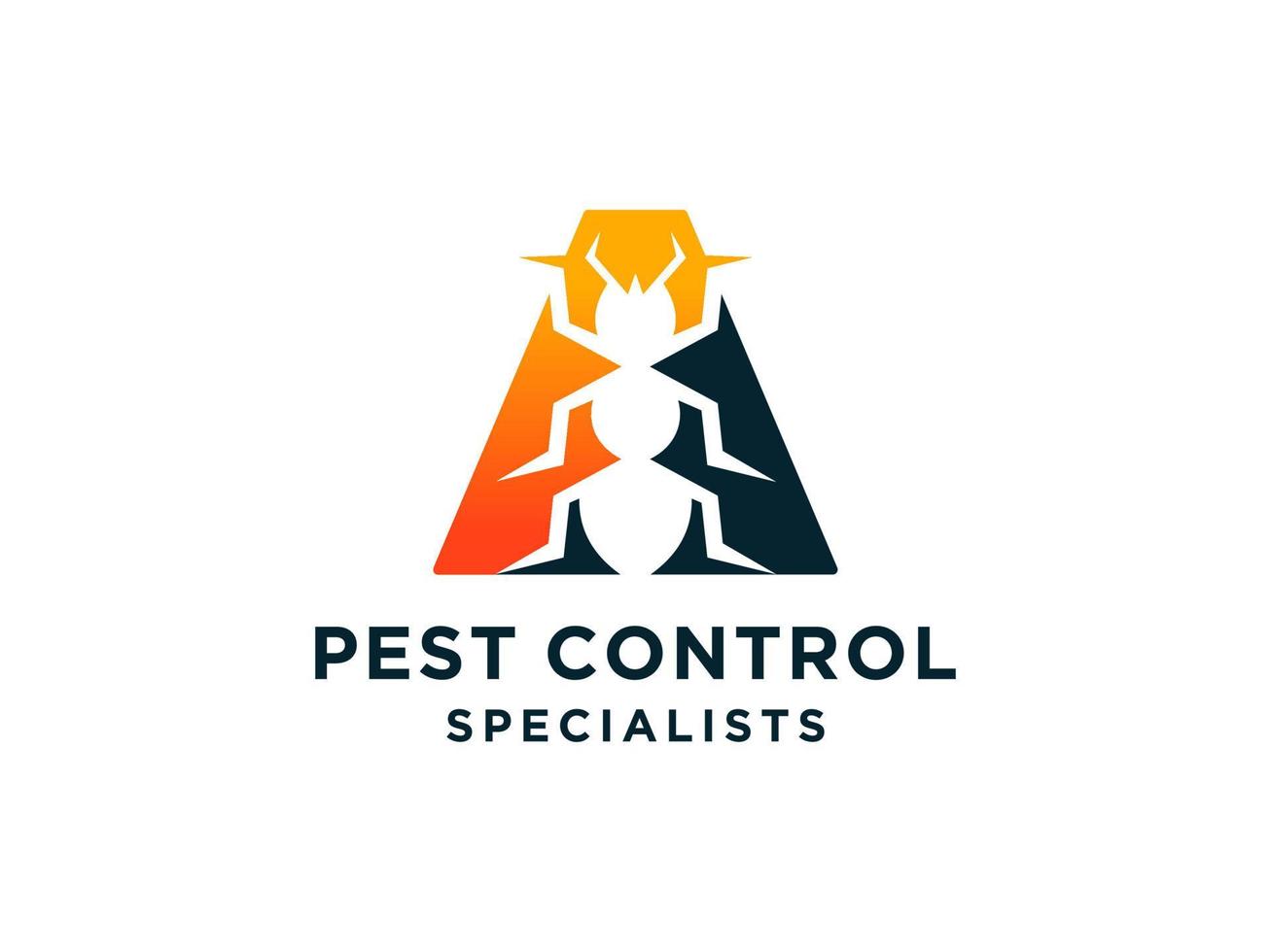 Letter Initial A Pest Control Logo Design with Insect Silhouette Shape Combination. vector