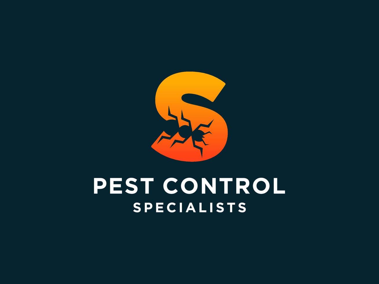 Letter Initial S Pest Control Logo Design with Insect Silhouette Shape Combination. vector