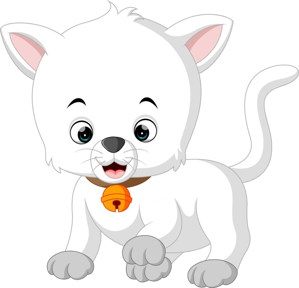 white cat cartoon vector