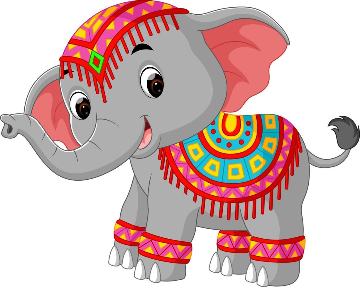 elefante de dibujos animados con traje tradicional vector