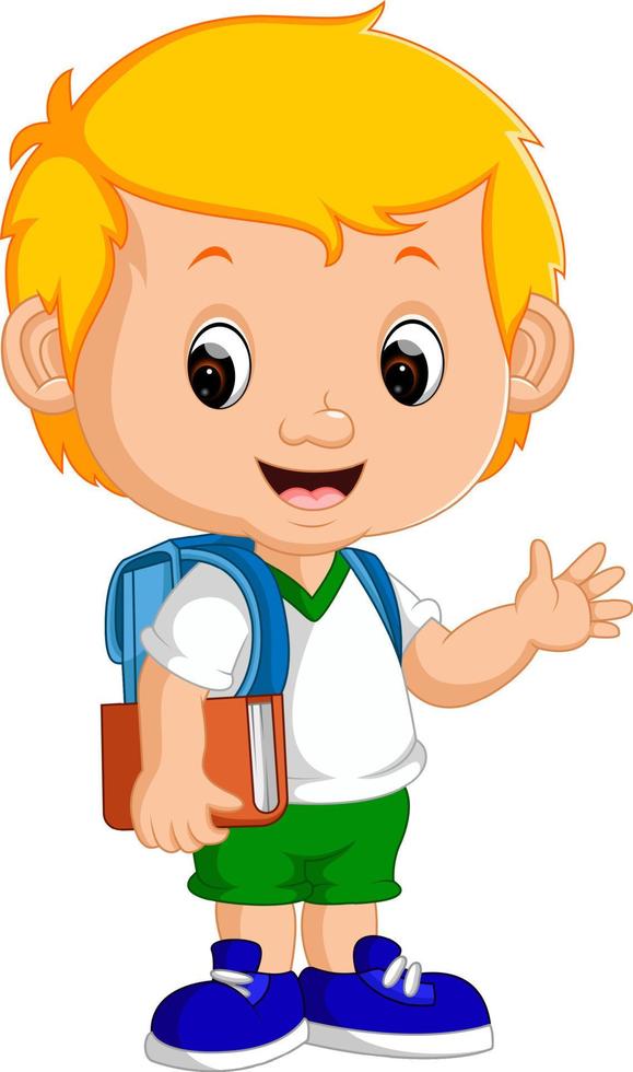 Cute boy go to school vector