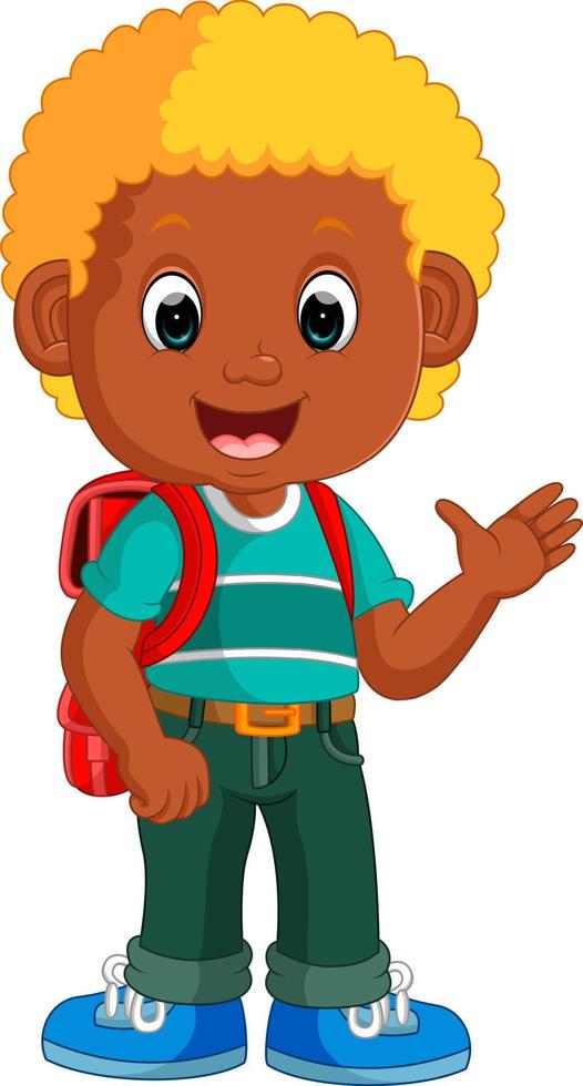 Boy with backpacks cartoon vector