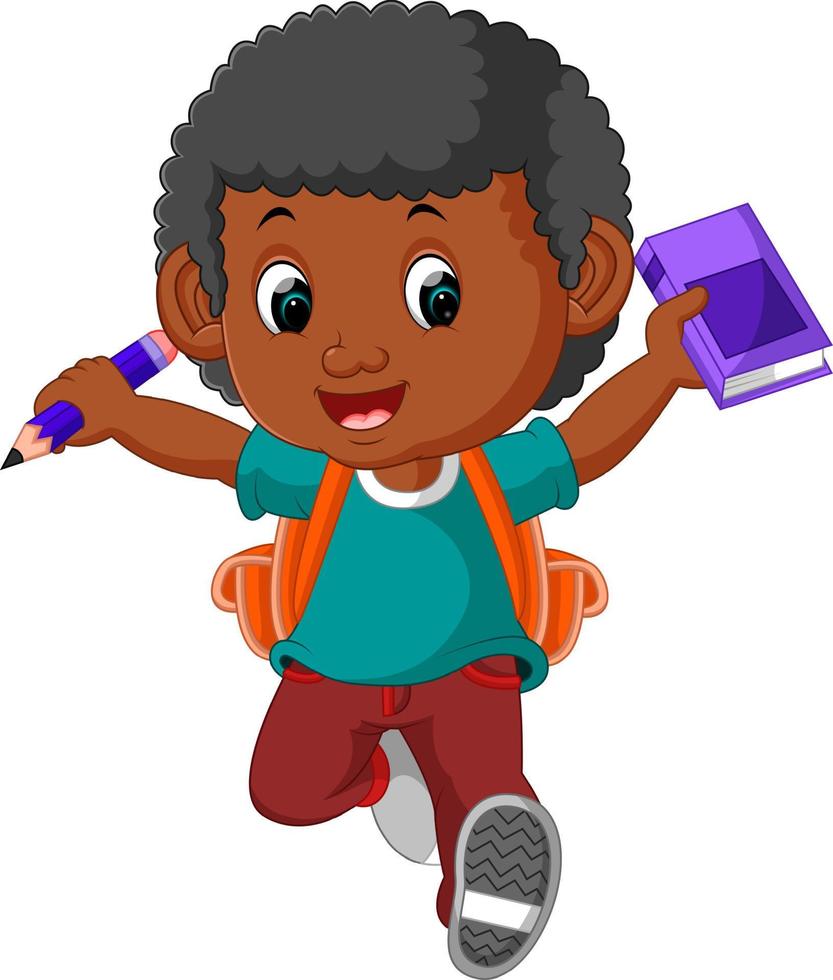 Boy with backpacks cartoon vector