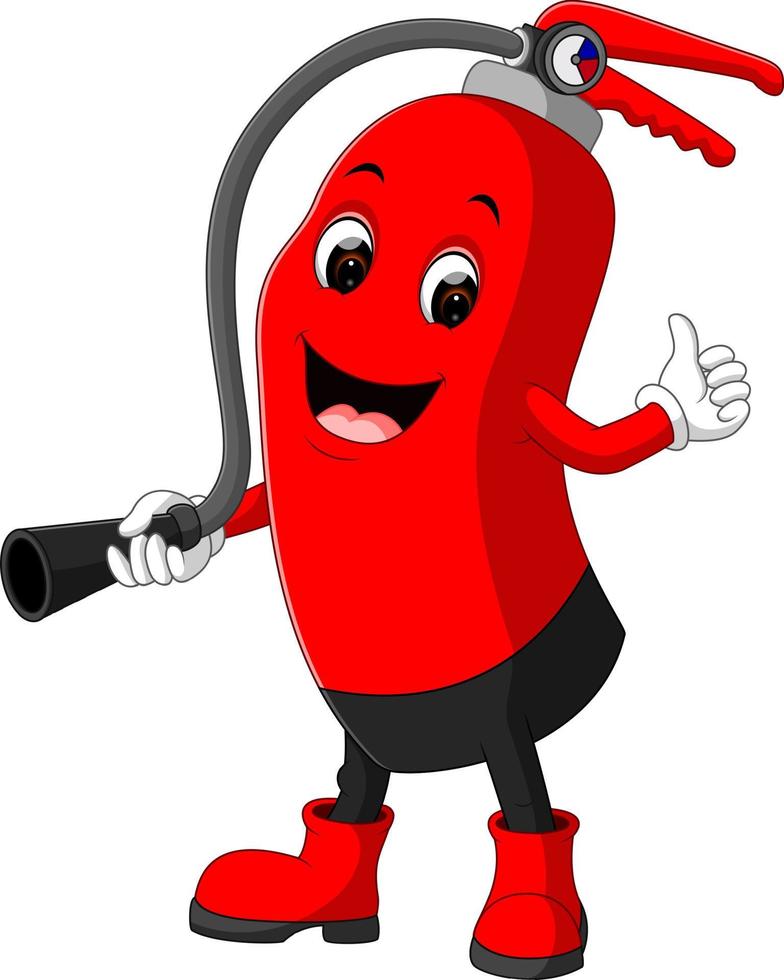 Cartoon Character of fire extinguisher giving thumb up vector