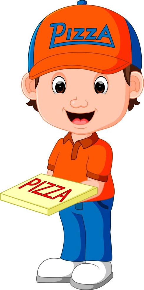 dibujos animados de repartidor de pizza vector