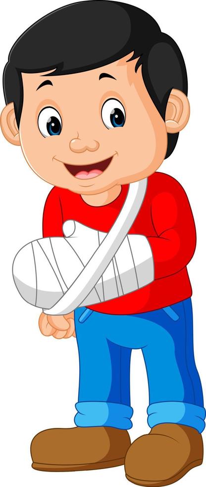 little man with broken arm vector