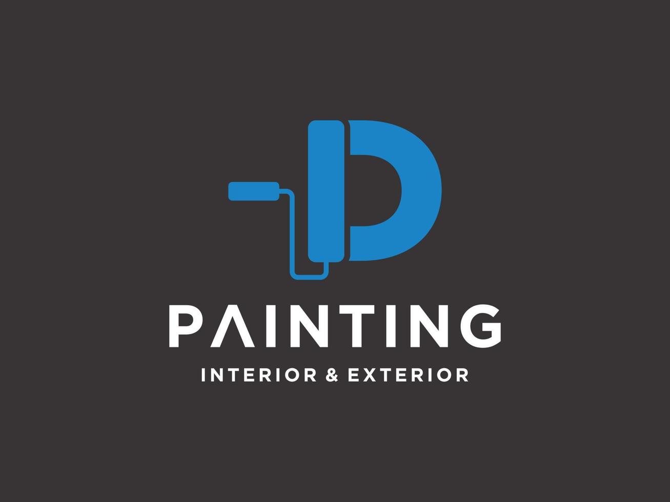 plantilla de logotipo de pintura con vector premium de concepto inicial d