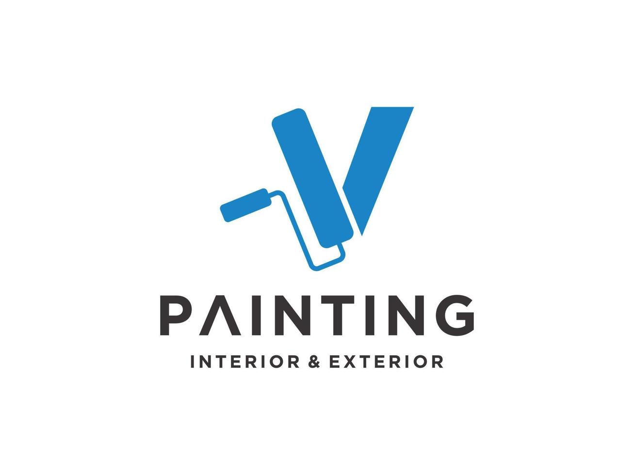 Painting logo template with initial V concept Premium Vector