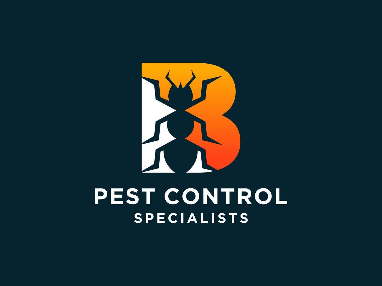 letra inicial b diseño del logotipo de control de plagas con combinación de forma de silueta de insecto. vector