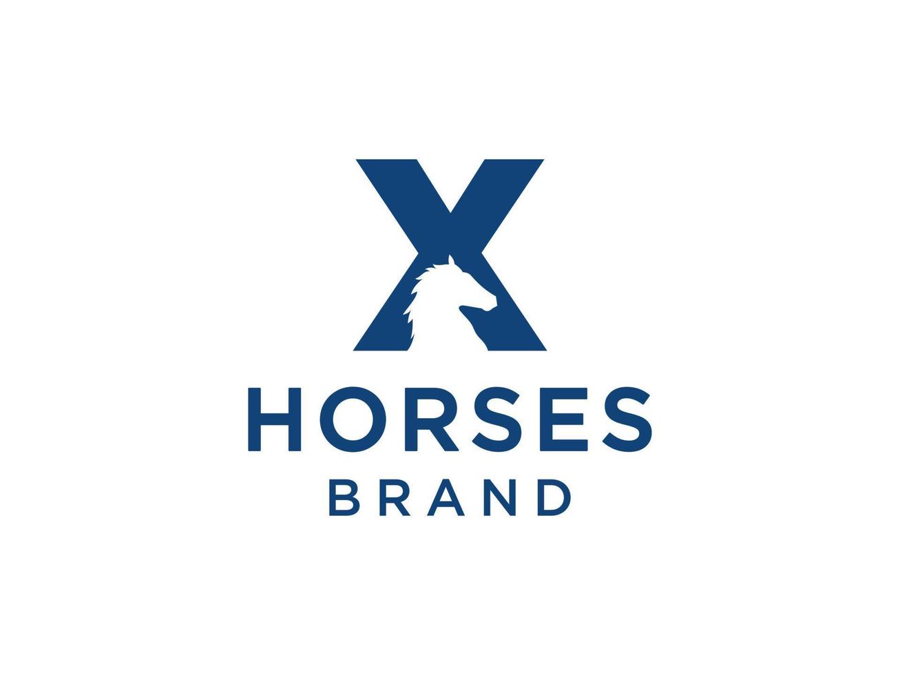 The logo design with the initial letter X is combined with a modern and professional horse head symbol vector
