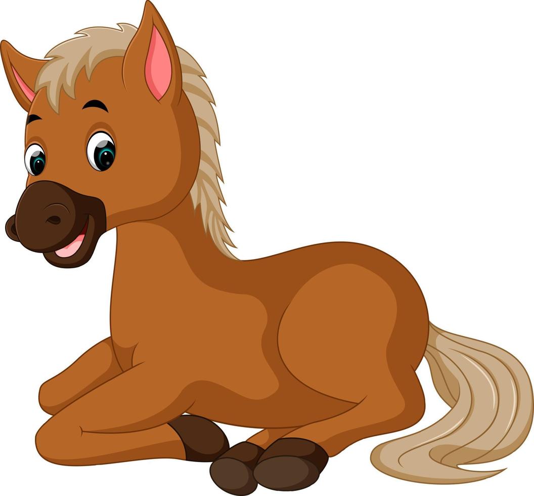 caballo sentado dibujos animados vector