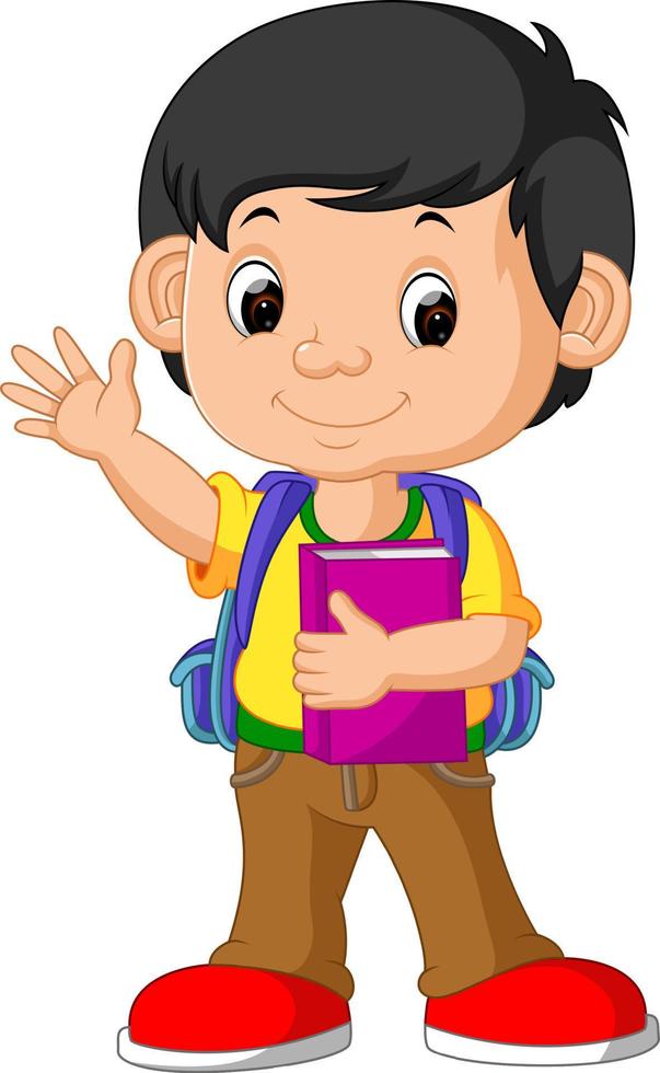 Cute boy go to school vector
