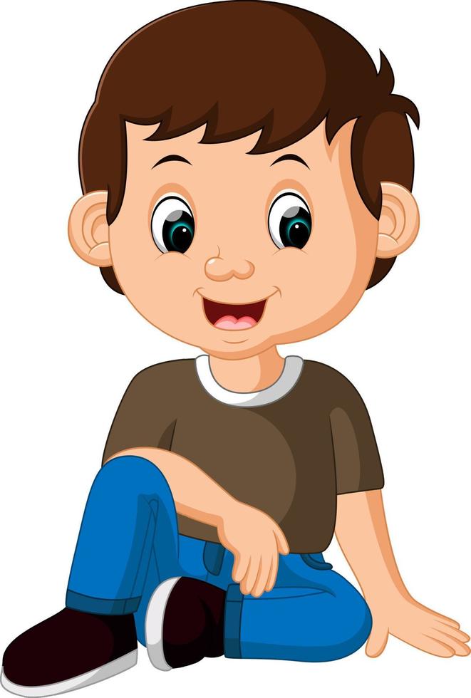 cute boy sitting on the floor vector