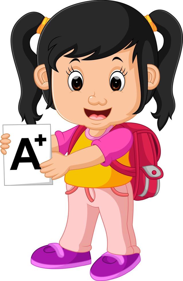 Cute girl go to school cartoon vector