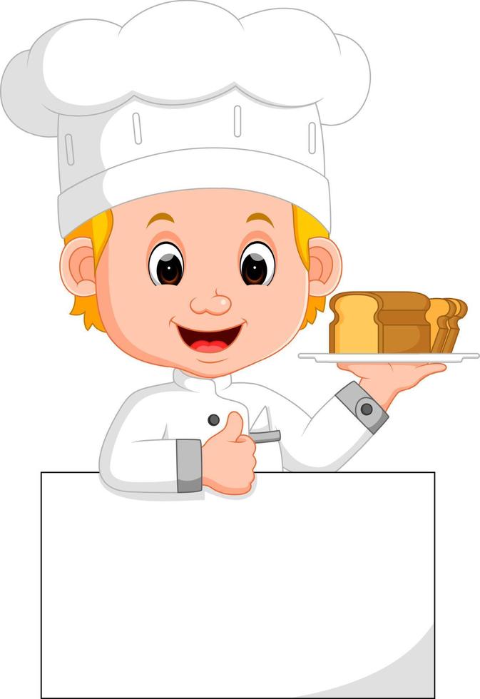 funny chef and sign board vector
