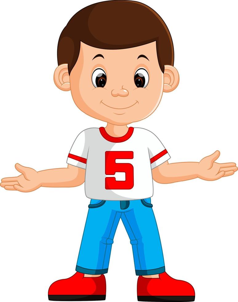 Cute boy cartoon good posing vector