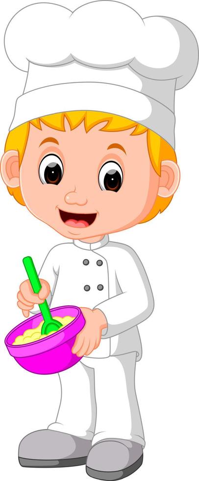 cute chefs make bread vector