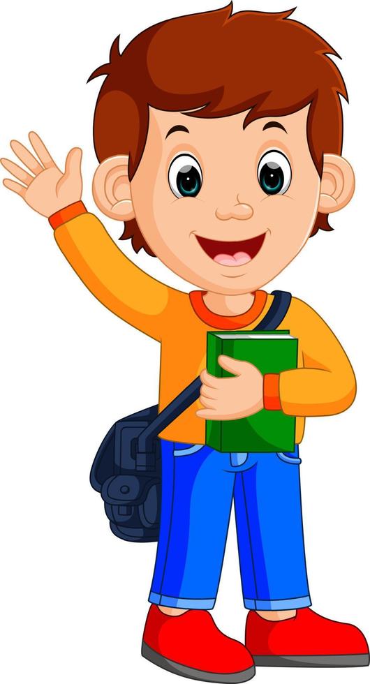 Boy with backpacks cartoon vector