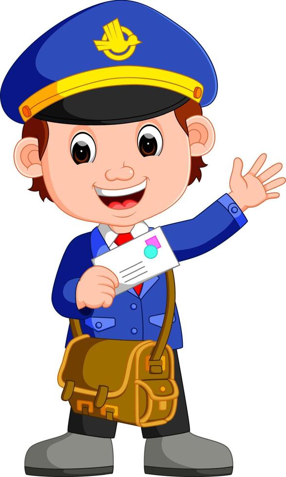 cute postman cartoon vector