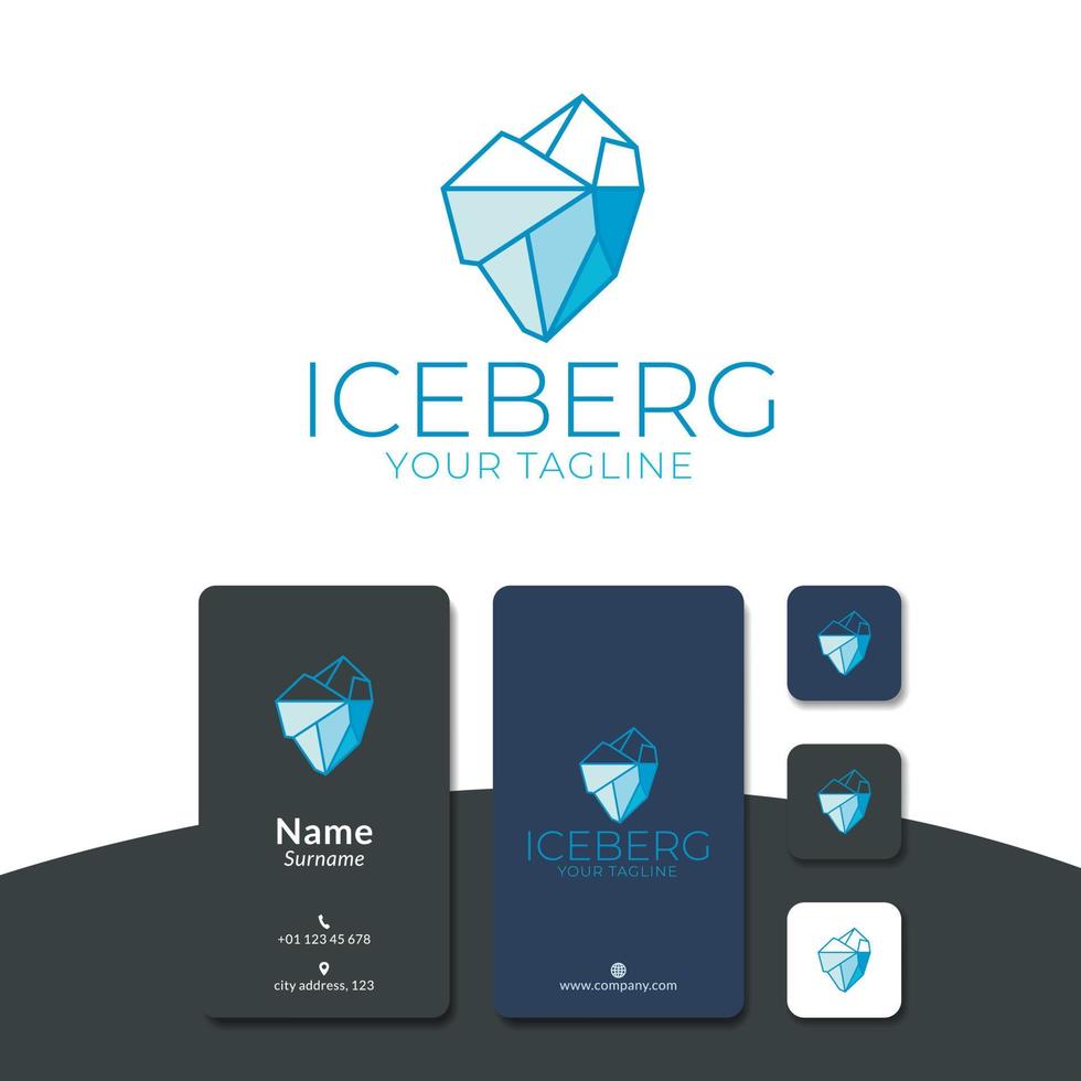 diseño de logotipo de iceberg, geométrico, línea vector