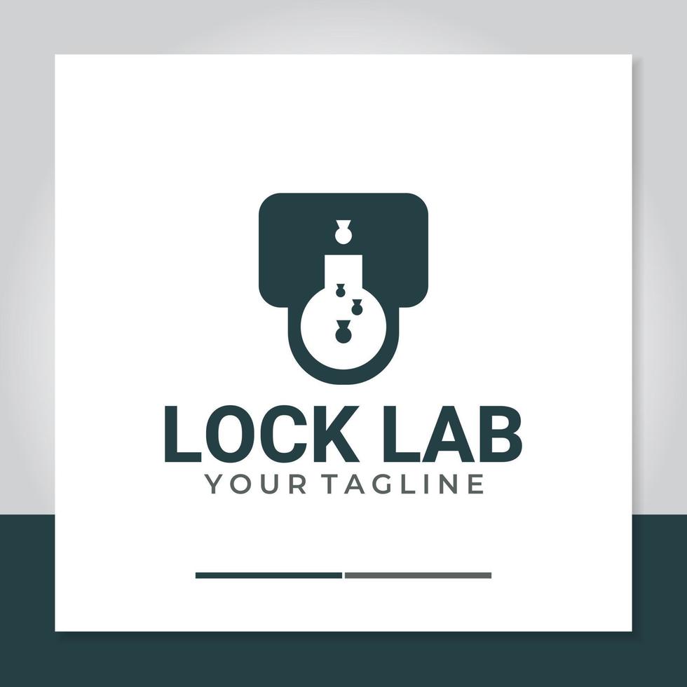 diseño de logotipo de laboratorio de bloqueo, espacio negativo, ojo de cerradura. vector