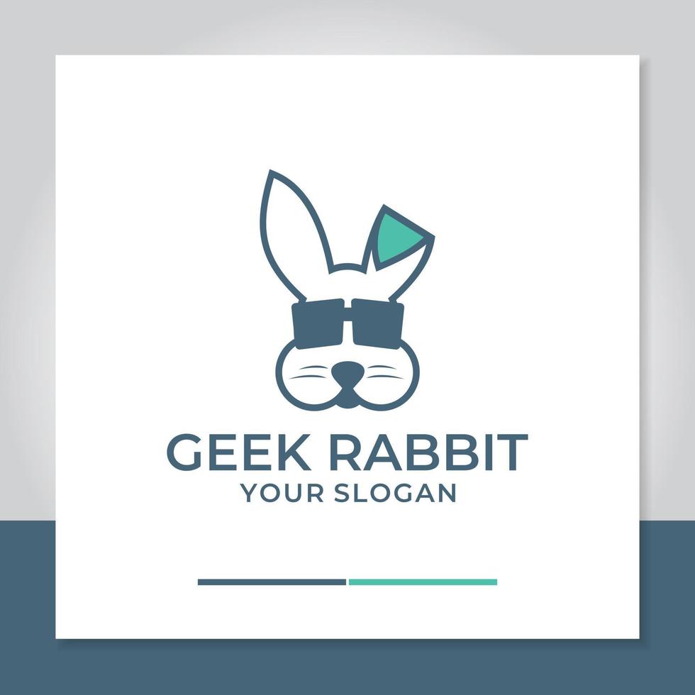 logo design rabbit with black glass vector