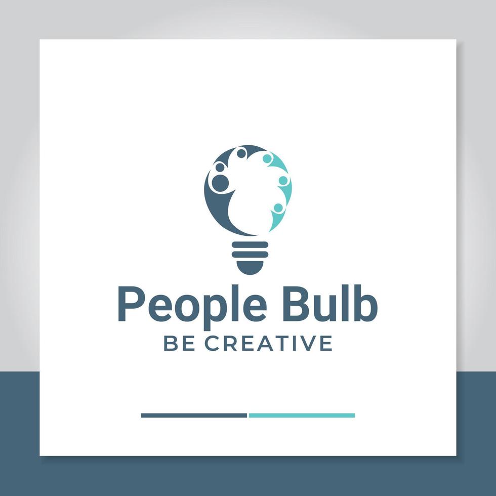 vector de diseño de logotipo de personas de bulbo, comunidad, líder, trabajo en equipo.