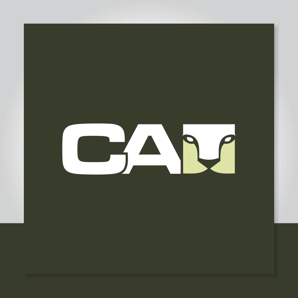 Face cat on letter logo design Premium Vector