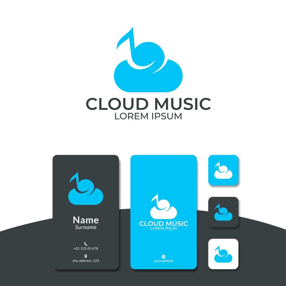 diseño de logotipo de música en la nube, nota, cielo. vector