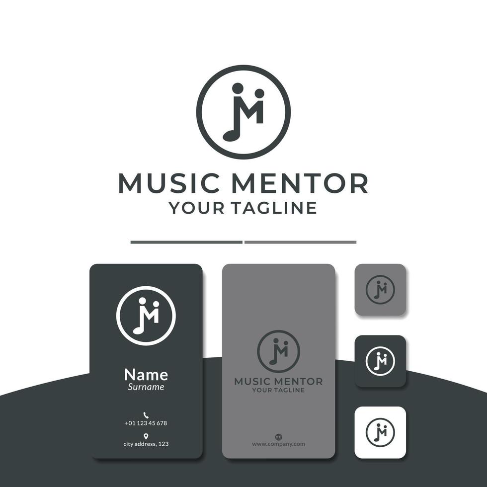 diseño de logotipo m para mentor musical, nota. vector