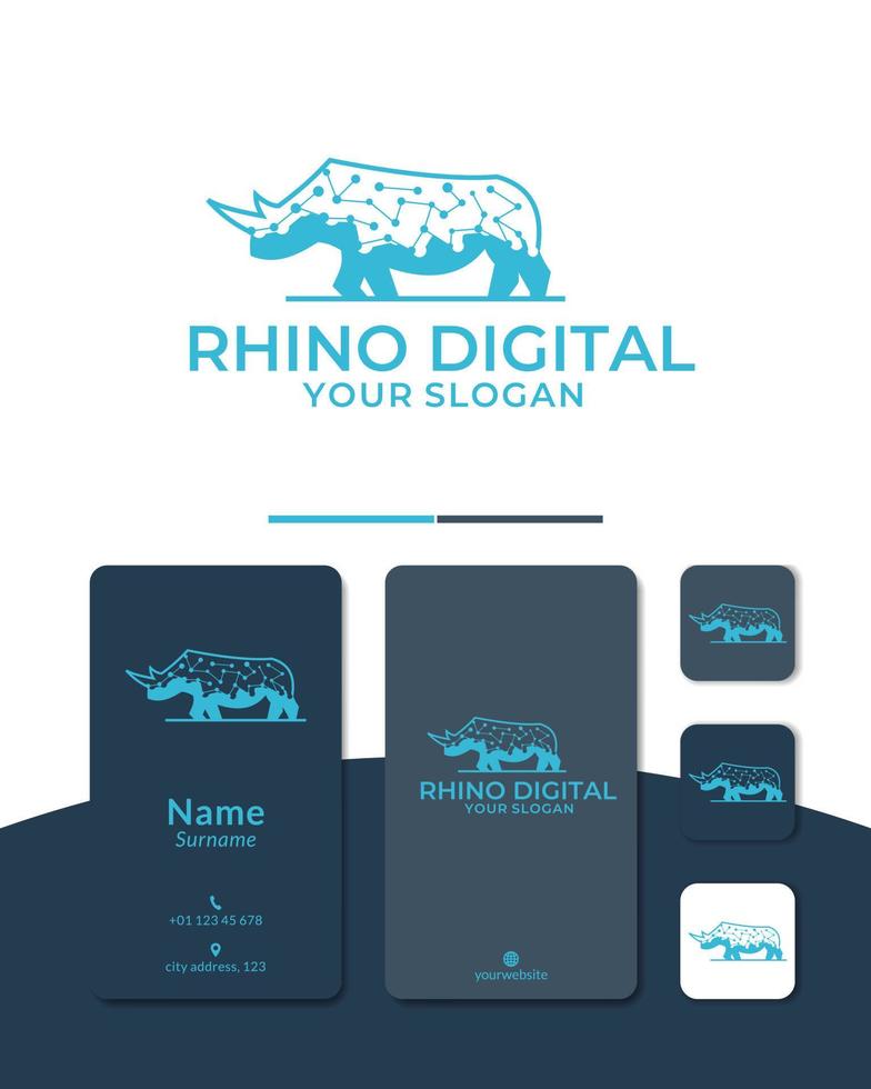 vector de tecnología de rinoceronte de diseño de logotipo