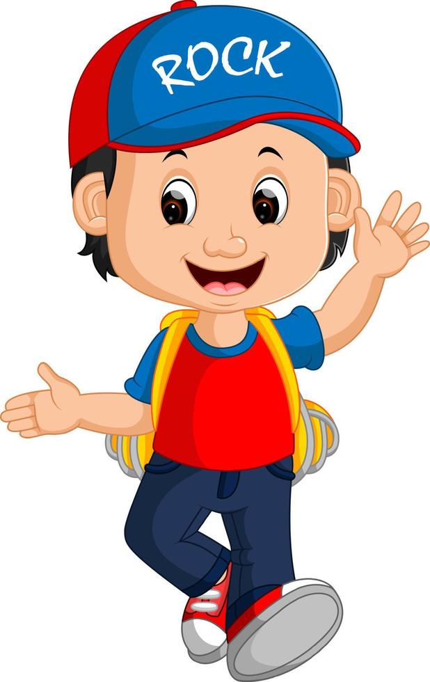 Boy with backpacks cartoon vector