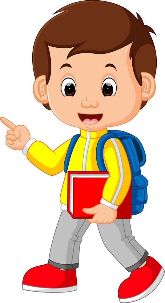 Cute boy go to school vector
