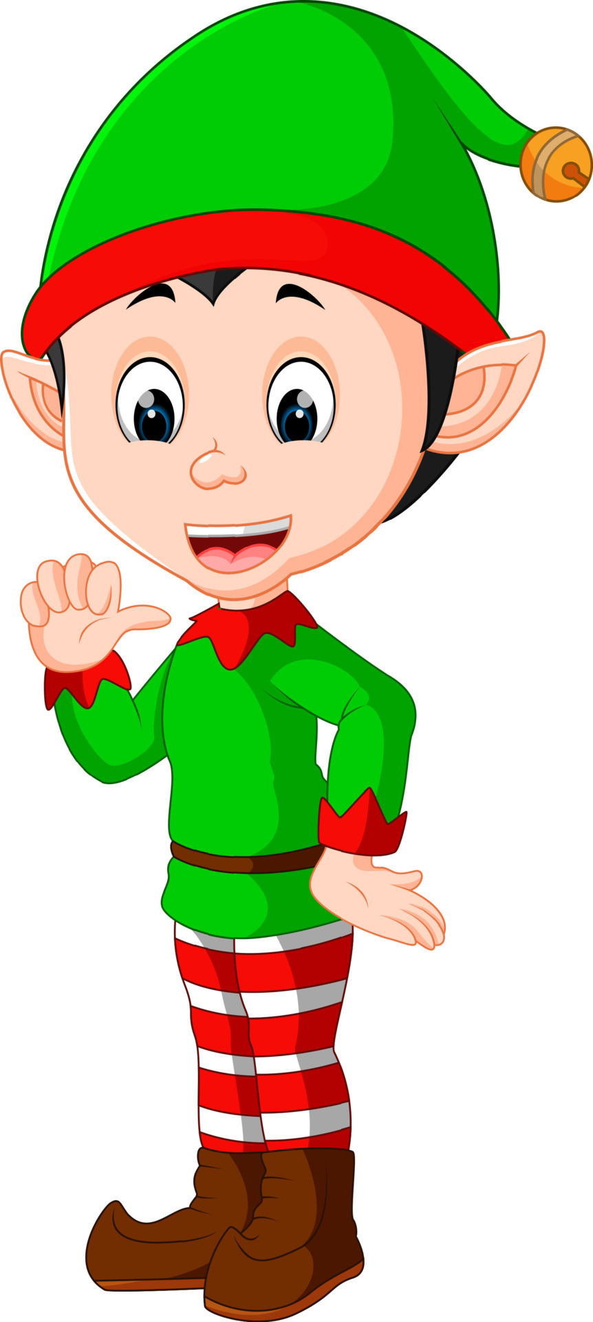 Merry Christmas 2020 font with cute elf cartoon character 1783997