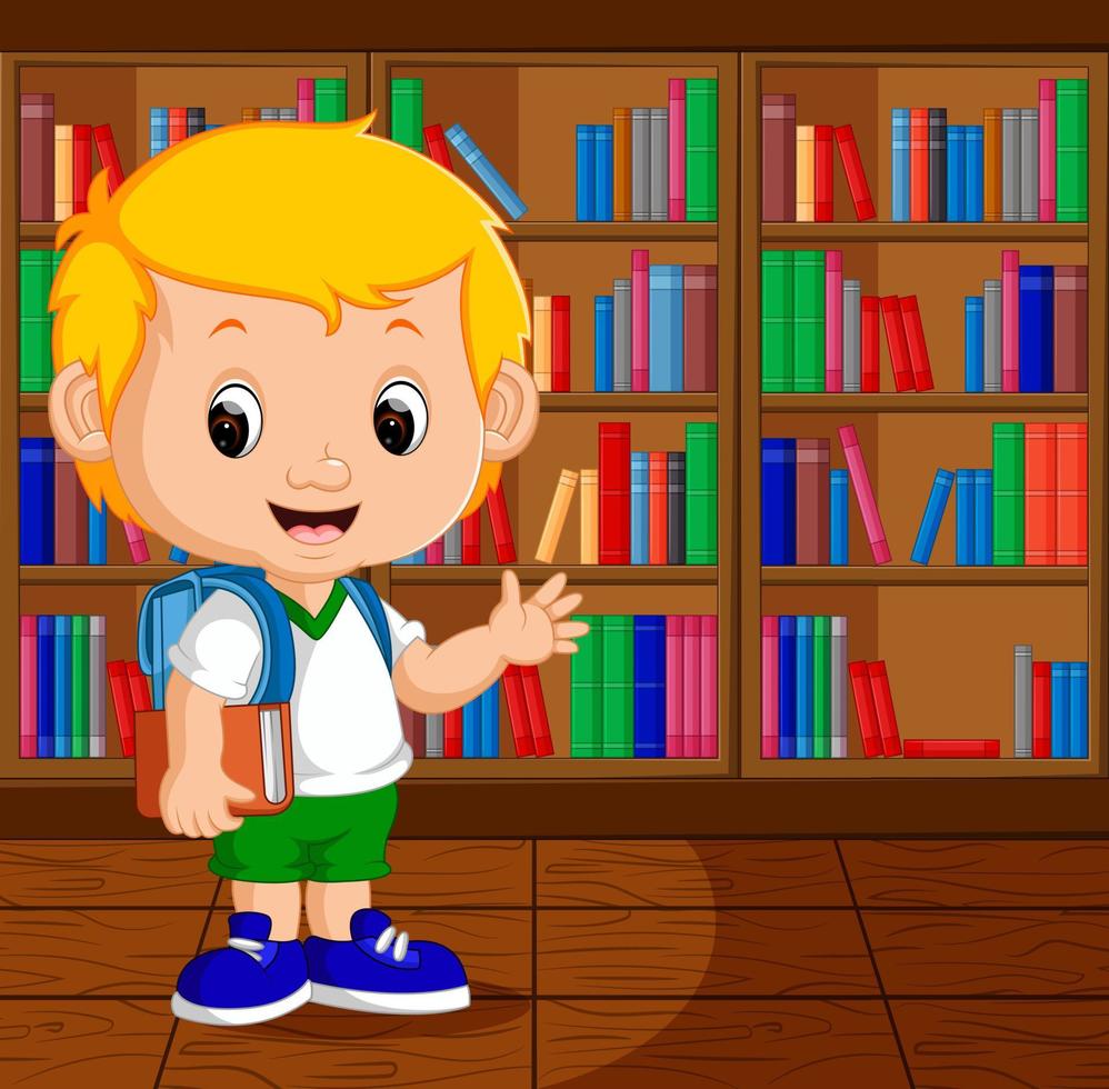 niños en una biblioteca vector