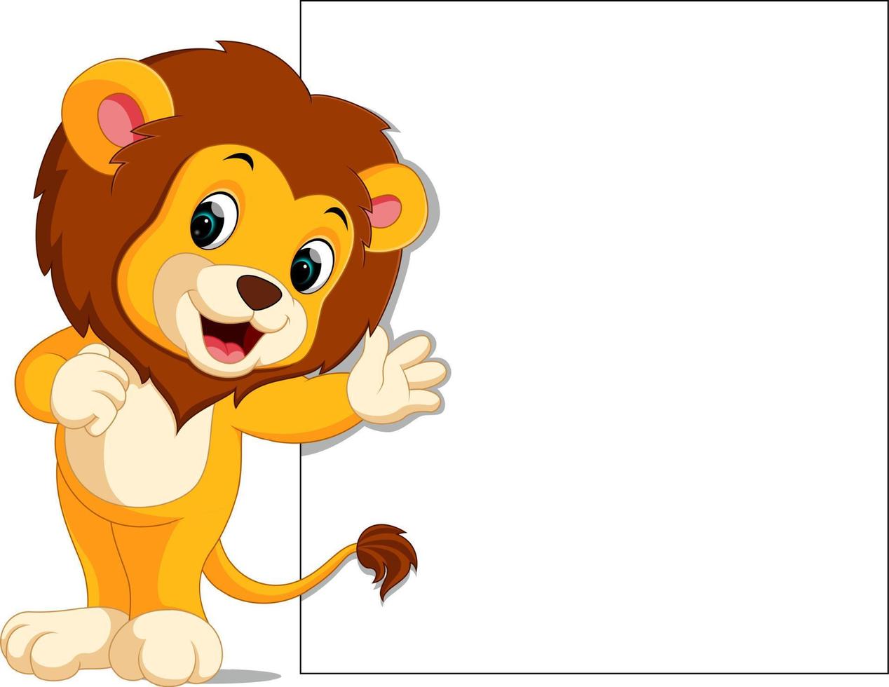 cute lion with blank sign vector