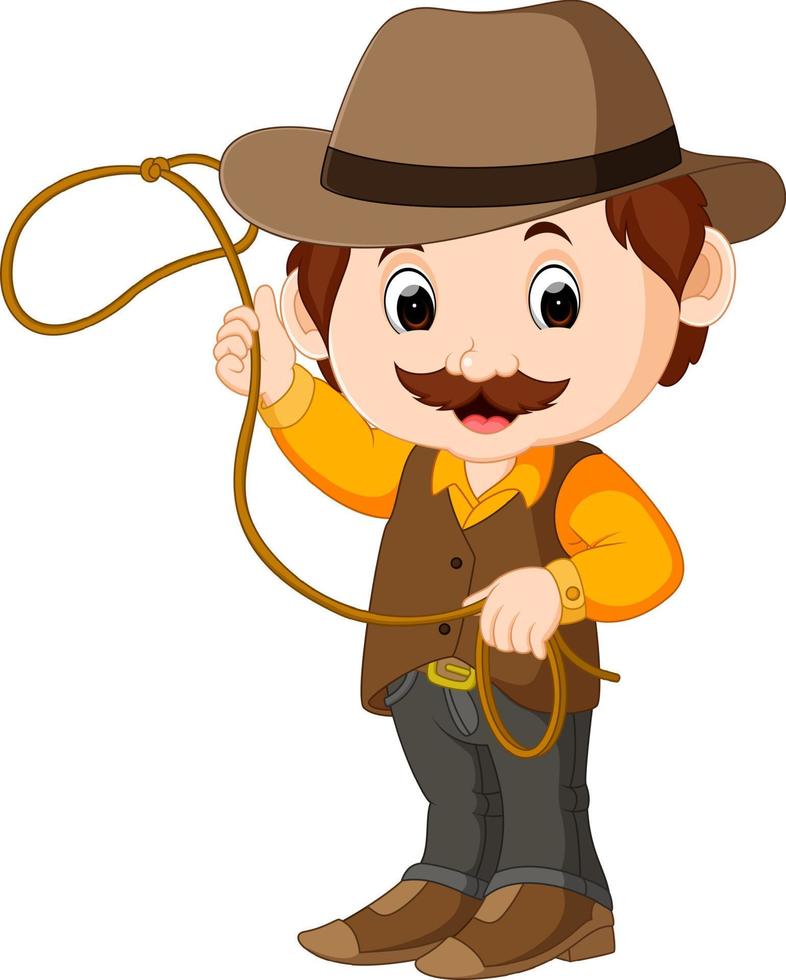 Funny cartoon cowboy vector