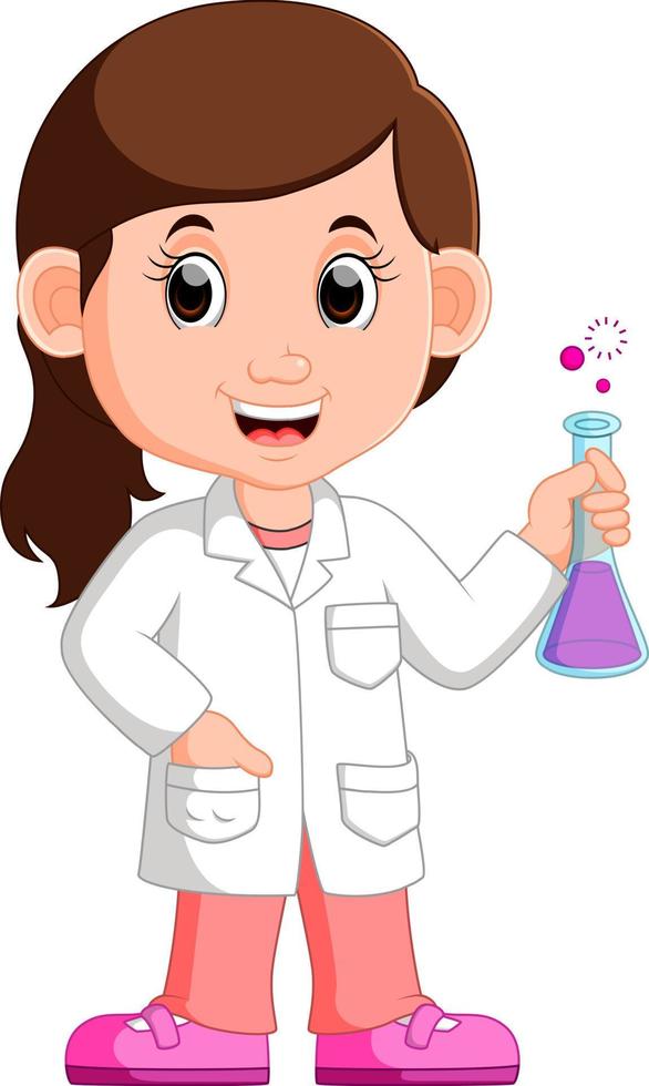 Young girl scientist vector