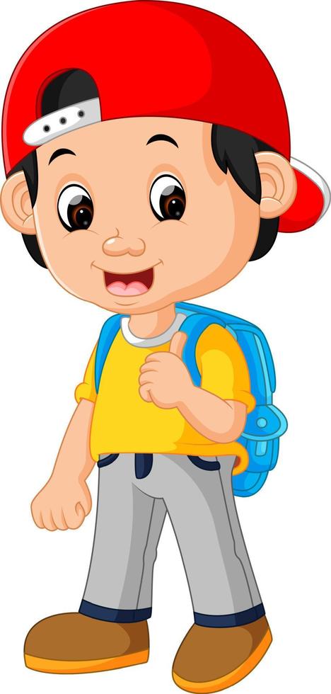 Boy with backpacks cartoon vector
