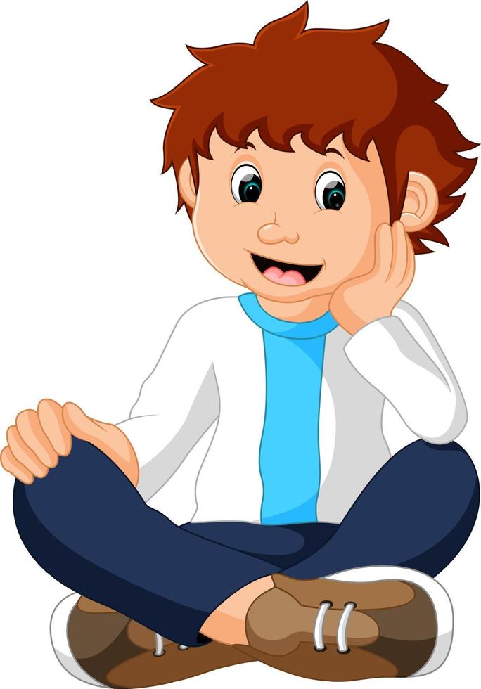 funny Boy sitting vector