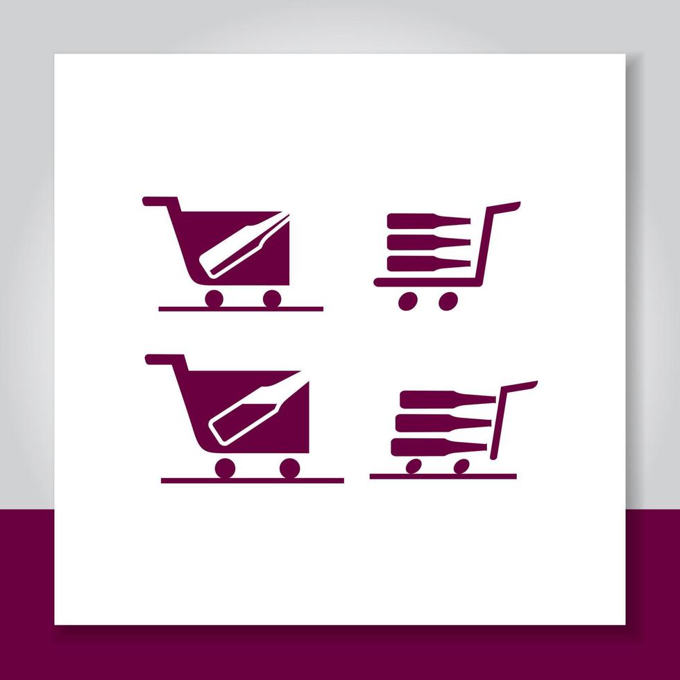 diseño de logotipo tienda de vinos, carro, compra, vector de símbolo de icono de uva.