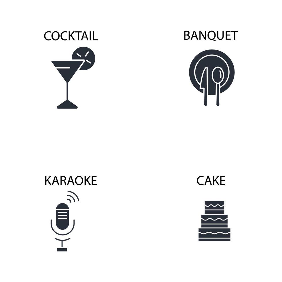 conjunto de iconos de eventos. elementos de vector de símbolo de paquete de evento para web de infografía