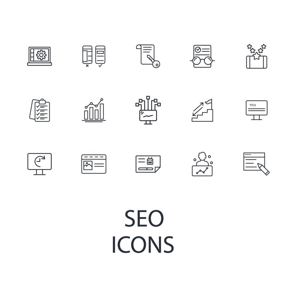 SEO icons set . SEO pack symbol vector elements for infographic web