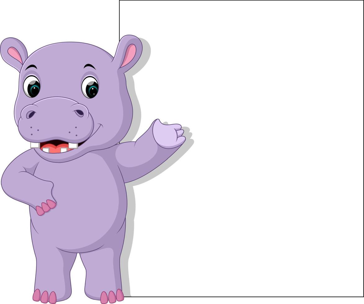 hippo with blank sign vector