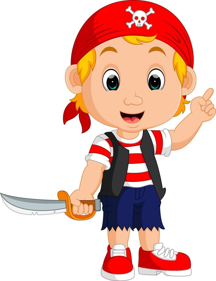 pirata de dibujos animados sosteniendo una espada vector